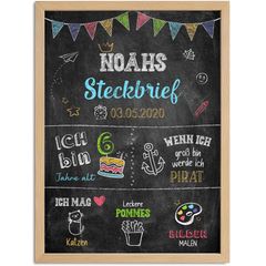 Kinder-Poster Steckbrief Design Schultafel Kreidetafel personalisiert Kinderposter mit Namen Geschenk Weihnachten Geburtstagsgeschenk SpecialMe®
