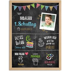 Tafel-Poster zur Einschulung – personalisiert mit Foto Namen Wunschdaten persönliches Geschenk zum Schulanfang erste Klasse SpecialMe®