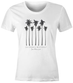 Damen T-Shirt Palmen California Westcoast Palms Summer Slim Fit Neverless®