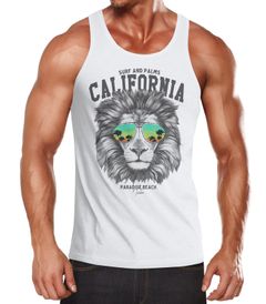 Herren Tank-Top Löwe Bär Sonnenbrille Palmen Summer California Muskelshirt Muscle Shirt Neverless®