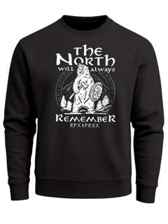 Sweatshirt Herren Bär Wiking Adventure Runen the North Natur Print Aufdruck Rundhals-Pullover Neverless®