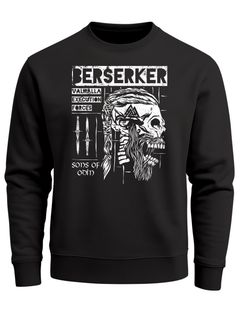 Sweatshirt Herren Valhalla Berserker Odin Ragnar Lodbrok Sons of Odin Totenkopf Rundhals-Pullover Neverless®