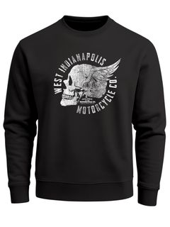 Sweatshirt Herren Motorrad Biker Totenkopf Skull Wings Vintage Rundhals-Pullover Neverless®