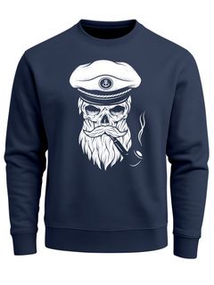 Herren Sweatshirt Totenkopf Kapitän Captain Skull Bard Hipster Seemann Pullover Neverless®