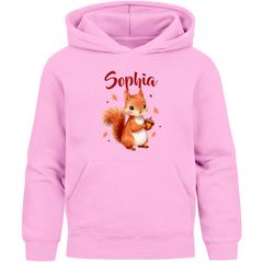 Kinder Hoodie Eichhörnchen personalisiert Kapuzenpullover mit Namen und Tiermotiv Geschenkidee Mädchen SpecialMe®