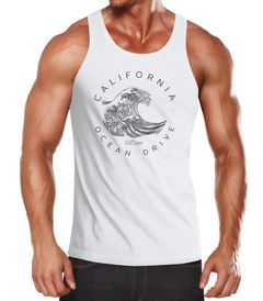 Herren Tank-Top Welle Wave California Ocean Drive Surf Summer Muskelshirt Muscle Shirt Neverless®