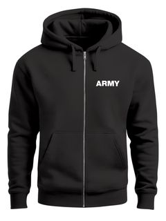 Herren Sweatjacke mit Kapuze Print Aufdruck Army Motiv Zipjacke Männer Fashion Streetstyle Neverless®