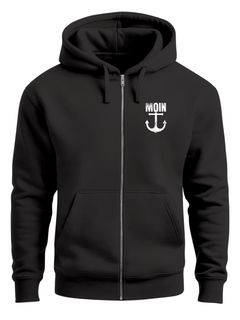 Zip-Hoodie Herren Sweatjacke mit Kapuze Moin Nordisch Anker Print Zipjacke Männer Fashion Streetstyle Neverless®