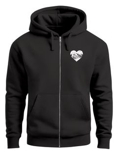 Herren Sweatjacke Wandern Herz Print Aufdruck Motiv Zipjacke mit Kapuze Männer Outdoor Fashion Neverless®