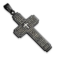 Anhänger Halskette Kreuz Gebet Edelstahl Halskette Lederkette Kugelkette