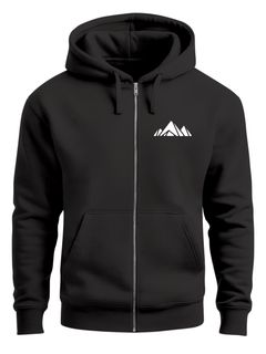 Sweatjacke mit Kapuze Wandern Berge Line-Art Print Aufdruck Motiv Zipjacke Männer Fashion Streetstyle Neverless®