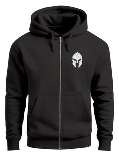 Herren Sweatjacke Kapuze Zip Hoodie mit Print Aufdruck Sparta Helm Fashion Streetstyle Neverless®