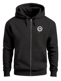 Sweatjacke Herren Print Smile Drip Face Aufdruck Zip-Hoodie mit Kapuze Männer Fashion Streetstyle Neverless®