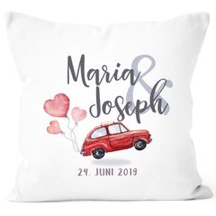 personalisierbares Kissen zur Hochzeit Ringe mit eigenen Vornamen Nachname Datum Hochzeitsgeschenk SpecialMe®