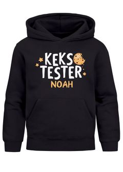 Kinder Hoodie Jungen mit Namen Design Kekstester Cookie Monster personalisierte Kapuzenpulli Spruch Lustig Jungengeschenke Moonworks®