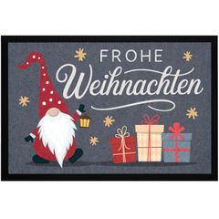 Fußmatte Wichtel Frohe Weihnachten XMAS Dekoration Weihnachtsaccessoires Türmatte rutschfest & waschbar Moonworks®
