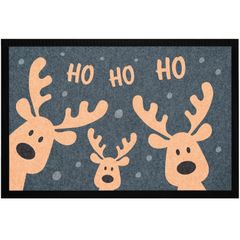 Fußmatte Rentiere Weihnachten mit Spruch Ho Ho Ho Weihnachtsdeko Lustig XMAS Accessoires rutschfest & waschbar Moonworks®