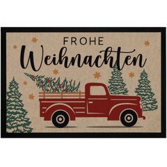 Fußmatte Retro Design Frohe Weihnachten XMAS Deko Christmas Grafik Print rutschfest & waschbar Moonworks®