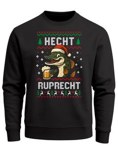 Sweatshirt Herren Weihnachtspullover Lustig Hecht Ruprecht Ugly XMAS Aufdruck Weihnachtsoutfit Männer Moonworks®