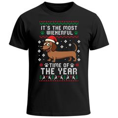 Herren T-Shirt Weihnachten Spruch Wortspiel lustig Dackel Wienerful Time Ugly XMAS Outfit Weihnachtsshirt Männer Moonworks®