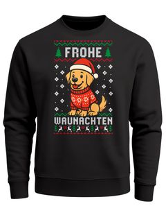 Herren Weihnachtssweatshirt Hund Weihnachtsmotiv Ugly Sweater Spruch Frohe Waunachten XMAS Outfit Männer Moonworks®