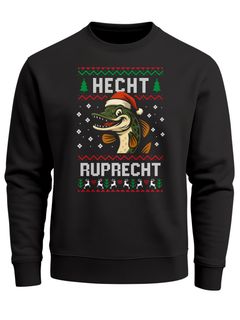 Sweatshirt Herren Ugly Christmas Sweater Hecht Ruprecht Wortspiel Weihnachtspullover Aufdruck Weihnachtsoutfit Männer Moonworks®