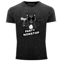 Cooles Angesagtes Herren T-Shirt Vintage Shirt Party Non-Stop Mops Aufdruck Used Look Slim Fit Neverless®