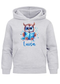 Kinder Hoodie Mädchen Eule Fuchs Hobby Lesen Malen personalisiert Wunschname Geschenk Leseratte Bücherwurm SpecialMe®