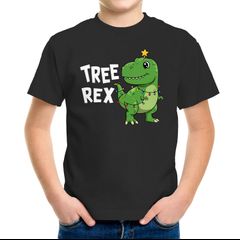 Kinder T-Shirt Weihnachten Dinoasaurier Tree Rex XMAS Outfit Weihnachtsshirt Jungen Mädchen Moonworks®