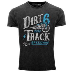 Cooles Angesagtes Herren T-Shirt Vintage Shirt Dirt Track Racing Aufdruck Used Look Slim Fit Neverless®
