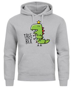 Hoodie Herren Tree Rex Kapuzen-Pullover Weihnachtspullover Dinosaurier Grafik Print XMAS Outfit Lustig Männer Moonworks®
