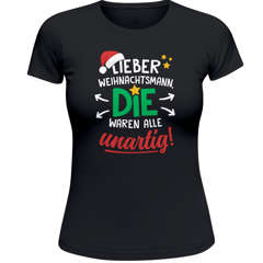 Weihnachtsshirt Damen Weihnachten Spruch lustig Lieber Weihnachtsmann die waren alle unartig XMAS Outfit Moonworks®