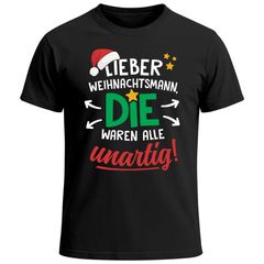 Herren T-Shirt Weihnachten Spruch lustig Lieber Weihnachtsmann die waren alle unartig  XMAS Outfit Männer Moonworks®