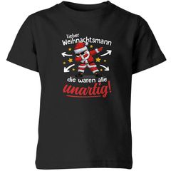 Kinder T-Shirt Weihnachten Spruch Lustig Lieber Weihnachtsmann die waren alle unartig Dabbing Santa XMAS Outfit Jungen Mädchen Moonworks®