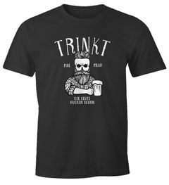 Herren T-Shirt Zwei Alkohol bitte lustiges Trink Shirt Saufen Bier Party Moonworks®