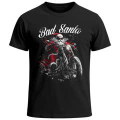 Herren T-Shirt Weihnachten Bad Santa Design Weihnachtsshirt Biker Spruch lustig  XMAS Outfit Männer Moonworks®
