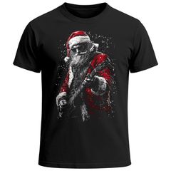 Herren T-Shirt Weihnachten | Santa mit Gitarre | Weihnachtsshirt lustig XMAS Outfit Mönner Moonworks®