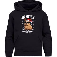 Kinder Hoodie Weihnachtspullover Capybara Lustig Spruch Rentier war ausverkauft Jungen Mädchen Weihnachtsoutfit Moonworks®