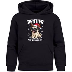 Kinder Hoodie Weihnachtspullover Mops Hund Lustig Spruch Rentier war ausverkauft Jungen Mädchen Weihnachtsoutfit Moonworks®