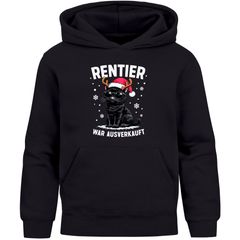 Kinder Hoodie Weihnachtspullover Katzenmotiv Lustig Spruch Rentier war ausverkauft Jungen Mädchen Weihnachtsoutfit Moonworks®