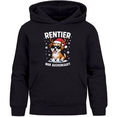 Kinder Hoodie Weihnachtspullover Hundemotiv Lustig Spruch Rentier war ausverkauft Jungen Mädchen Weihnachtsoutfit Moonworks®