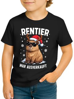 Kinder T-Shirt Weihnachten Spruch lustig Rentier war ausverkauft Capybara Wasserschwein Design XMAS Weihachtsshirt Jungen Mädchen Moonworks®