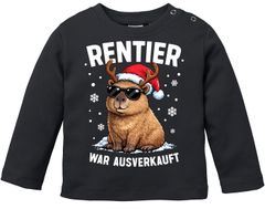 Baby Langarmshirt Weihnachten Lustig Rentier war ausverkauft Capybara Babyshirt Jungen Mädchen Christmas XMAS Outfit Moonworks®