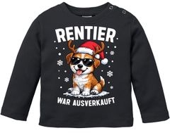 Baby Langarmshirt Weihnachten Lustig Rentier war ausverkauft Katze Babyshirt Jungen Mädchen Christmas XMAS Outfit MoonWorks®