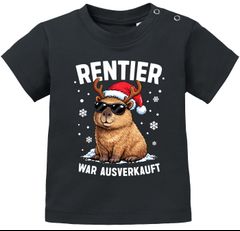 Baby Shirt kurzarm Weihnachten Capybara Wasserschwein Rentier Spruch Lustig Mädchen Jungen Bio Baumwolle MoonWorks®