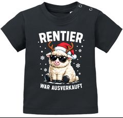 Baby Shirt kurzarm Weihnachten Schaf Rentier Spruch Lustig Mädchen Jungen Bio Baumwolle MoonWorks®