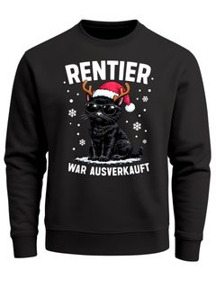 Sweatshirt Herren Weihnachtspullover Rentier Spruch Lustig Katze Aufdruck Weihnachtsoutfit Männer Moonworks®
