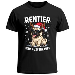 Herren T-Shirt Weihnachten Reniter war ausverkauft Spruch lustig XMAS Mops Weihnachtsshirt Männer Moonworks®