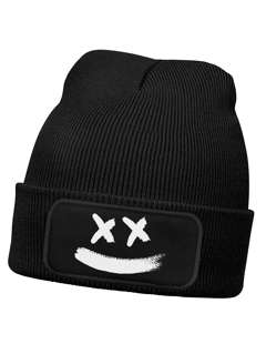 Kinder Beanie Jungen Smiling Patch Aufdruck Print Strickmütze Streetwear Kids Winter Fashion MoonWorks®