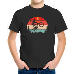 Kinder T-Shirt Jungen BMX Mountainbike Wheelie Design Retro Print Geschenk für Radfahrer Bike Fans Moonworks®